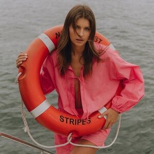 Daily Drills Pink Poplin Tie Top